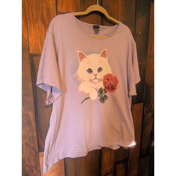 Silver for Her short sleeve kitten graphic women's t-shirt 3X Kittencore Cute - Picture 2 of 5